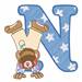 Teddy Alphabet N embroidery design