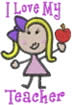Love My Teacher embroidery design