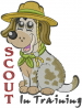Dog Scout Mascot with Hat_In Training_ embroidery design