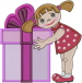 Girl With Present embroidery design