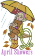 April Showers embroidery design