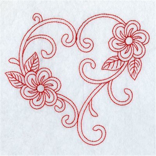 Premium embroidery embroidery design redwork floral heart 341 inches