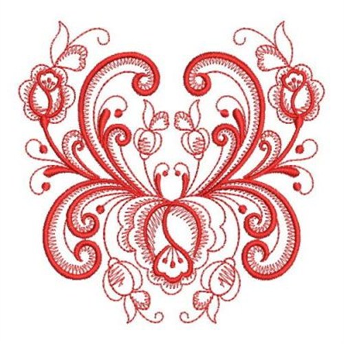Sweet Heirloom Embroidery Design Redwork Roses 3.59
