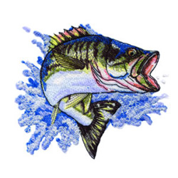 Morango Designs Embroidery Design Largemouth Bass 430 inches H x 480 Largemouth bass embroidery design by starbird inc