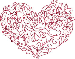 Pat williams embroidery design redwork rose heart 306 inches h x 393 Pat williams embroidery design redwork rose heart 306 inches h x 393
