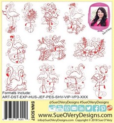 Enchanted flamingos machine embroidery designs cd by sue overy designs Enchanted flamingos machine embroidery designs cd by sue overy designs