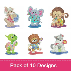 Animals In Pajamas 2 Embroidery design pack by Ace Points, Embroidery ...