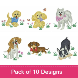 Playful Puppy Embroidery design pack by Ace Points, Embroidery Packs on ...