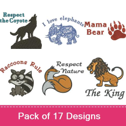Respect animals embroidery design pack by favpro designs animals Respect animals embroidery design pack by favpro designs animals