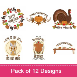 Download Give Thanks Turkey Embroidery Designs, Machine Embroidery ...