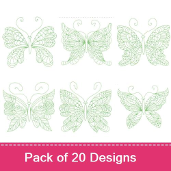 Fancy Greenwork Butterflies Embroidery Design Pack By Kinship Kreations 