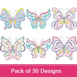 Pastel Butterflies Embroidery design pack by Kinship Kreations ...