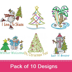 Christmas tree decor embroidery design pack by machine embroidery