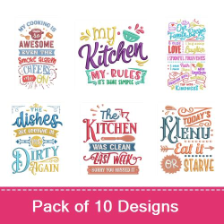 Funny Kitchen Sayings Embroidery design pack by Maya Kreations ...