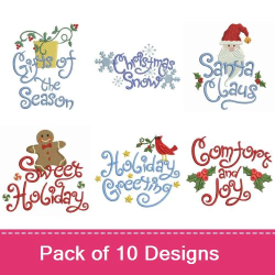 Christmas Greetings Embroidery design pack by Wind Bell Embroidery ...