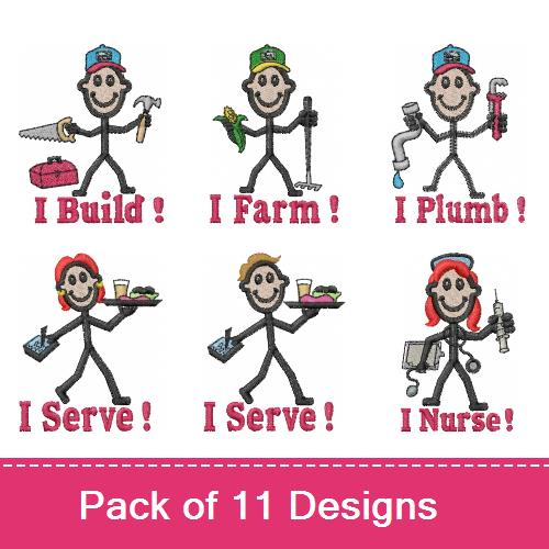 Service careers embroidery design pack by busybodies occupational Service careers embroidery design pack by busybodies occupational