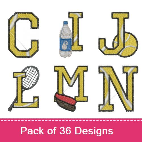 Tennis Font Embroidery design pack by Embroidery Patterns, Foods ...