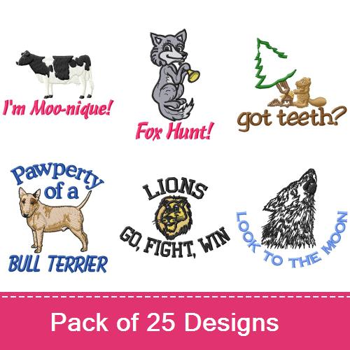 Happy, Humorous Animals Embroidery design pack by MA Designs, Animals ...