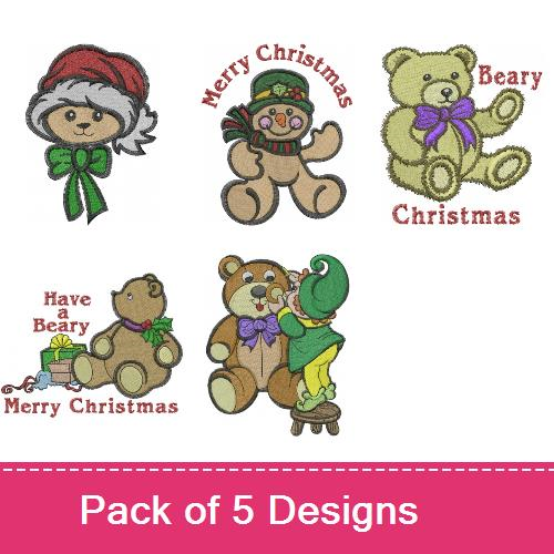 A Teddy Bear Christmas Embroidery design pack by Machine Embroidery ...