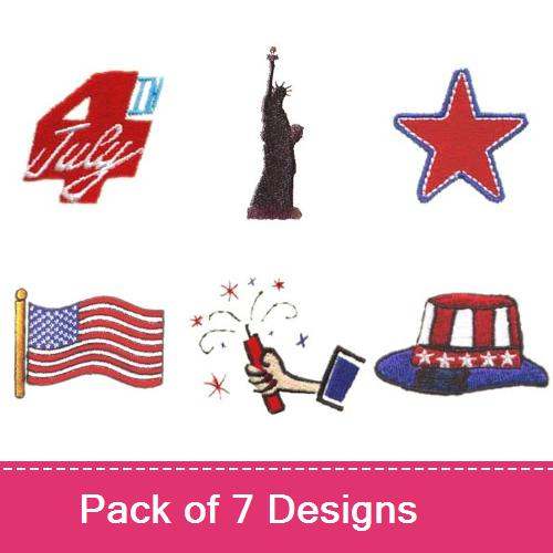 Independence day embroidery design pack by pinnacle embroidery patterns