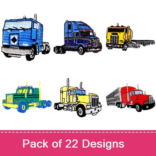 Big rigs semi tractors embroidery design pack by stitchitize Big rigs semi tractors embroidery design pack by stitchitize