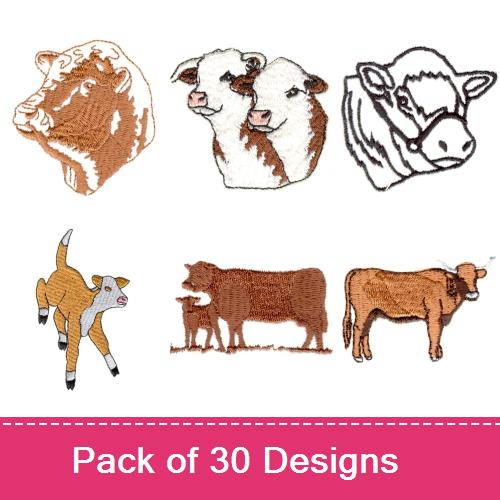 Cattle Embroidery Design Pack By Stitchitize Animals Embroidery Packs