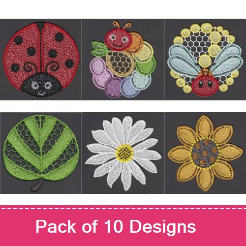 FSL Spring Mug Rugs Embroidery Design Pack FSL Spring Mug Rugs Embroidery Design Pack