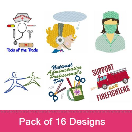 Jobs occupations embroidery design pack by windmill designs Jobs occupations embroidery design pack by windmill designs