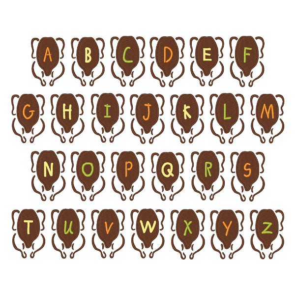 Turkey Font by Embroidery Patterns Embrilliance Fonts on ...