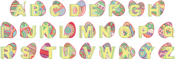 Great Notions Home Format Fonts Embroidery Fonts: EASTER EGG ALPHABET ...