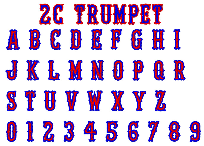 2C Trumpet by Internet Stitch Home Format Fonts on EmbroideryDesigns.com