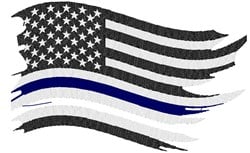 Blue Line American Flag Embroidery Design 