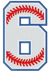 Baseball Number 6 Embroidery Design | EmbroideryDesigns.com