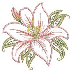 Blooming Lily Embroidery Design | EmbroideryDesigns.com