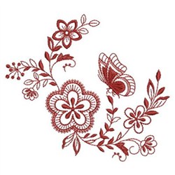 Redwork Floral Butterflies Embroidery Designs, Machine Embroidery ...