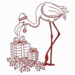 Redwork Christmas Flamingo Embroidery design pack by Ace Points