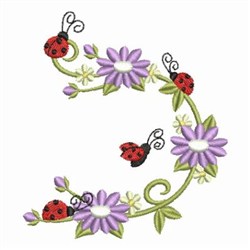 Heirloom Ladybug Semicircle Embroidery Design | EmbroideryDesigns.com