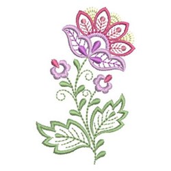 Vintage Jacobean Flower Embroidery Design | EmbroideryDesigns.com