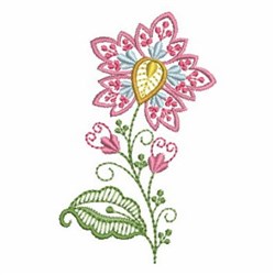 Pink Jacobean Flower Embroidery Design | EmbroideryDesigns.com