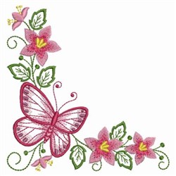 Pink Floral Butterfly Embroidery Design