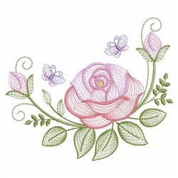 Rippled Roses & Butterflies Embroidery Design | EmbroideryDesigns.com