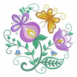 Butterfly Floral Circle Embroidery Design | EmbroideryDesigns.com