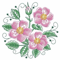 Watercolor Prairie Rose Embroidery Design | EmbroideryDesigns.com