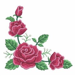 Free Red Rose Corner Embroidery Design