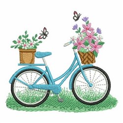 Bicycle & Flowers Embroidery Design | EmbroideryDesigns.com