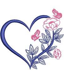 Butterfly Flower Heart Embroidery Design | EmbroideryDesigns.com
