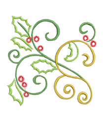 Holly Outline Embroidery Design | EmbroideryDesigns.com