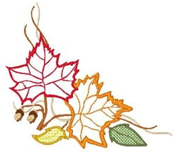 Fall Leaf Corner Embroidery Design | EmbroideryDesigns.com