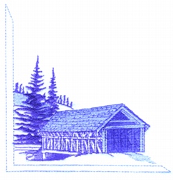 Covered Bridge Embroidery Design 