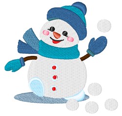 Snowman & Snowballs Embroidery Design | EmbroideryDesigns.com